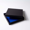 Boîtes cloches, extérieur Noir, intérieur Bleu océan, 138x138x28